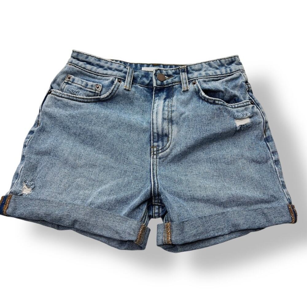 O'Neil Button Fly Cuffed Hem Denim Shorts‎ Women's 26 Blue Beach Coastal
